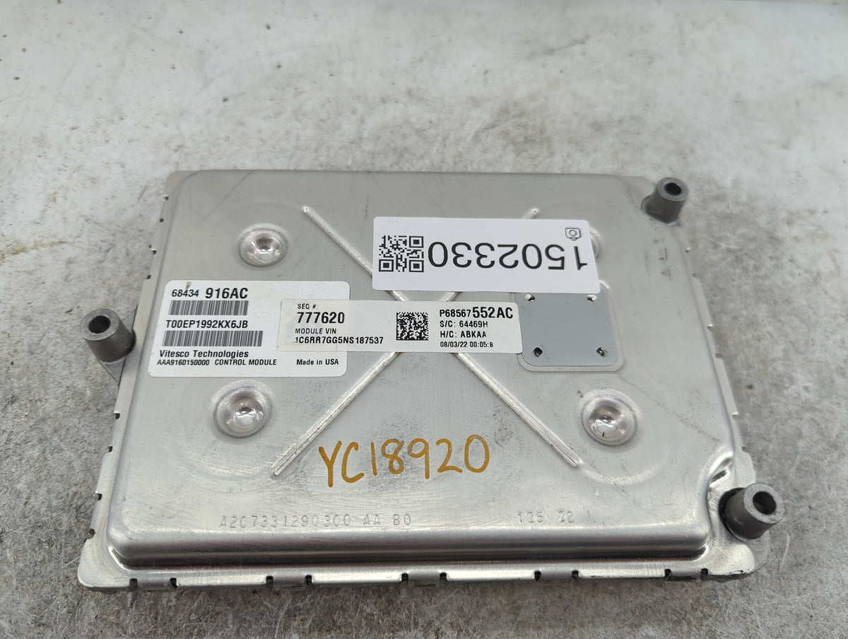 2021-2022 Ram 1500 PCM Engine Control Computer ECU ECM PCU OEM P/N:68434916AC P68567552AC, AAA9160150000 Fits Fits 2021 2022