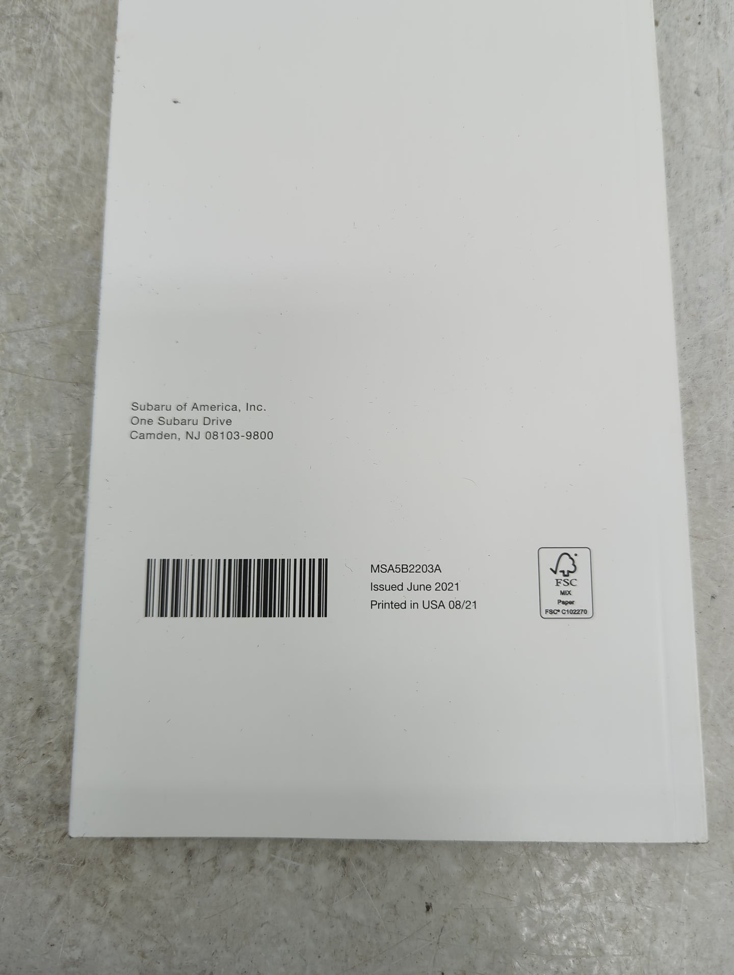 2022 Subaru Legacy Owners Manual Book Guide P/N:08103-9800 OEM Used Auto Parts - Oemusedautoparts1.com