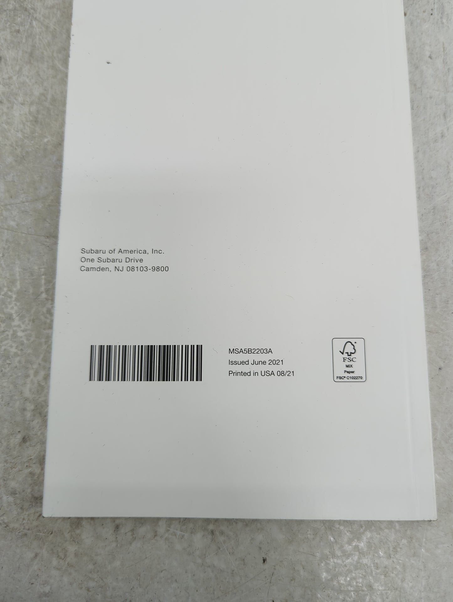 2022 Subaru Legacy Owners Manual Book Guide P/N:08103-9800 OEM Used Auto Parts - Oemusedautoparts1.com