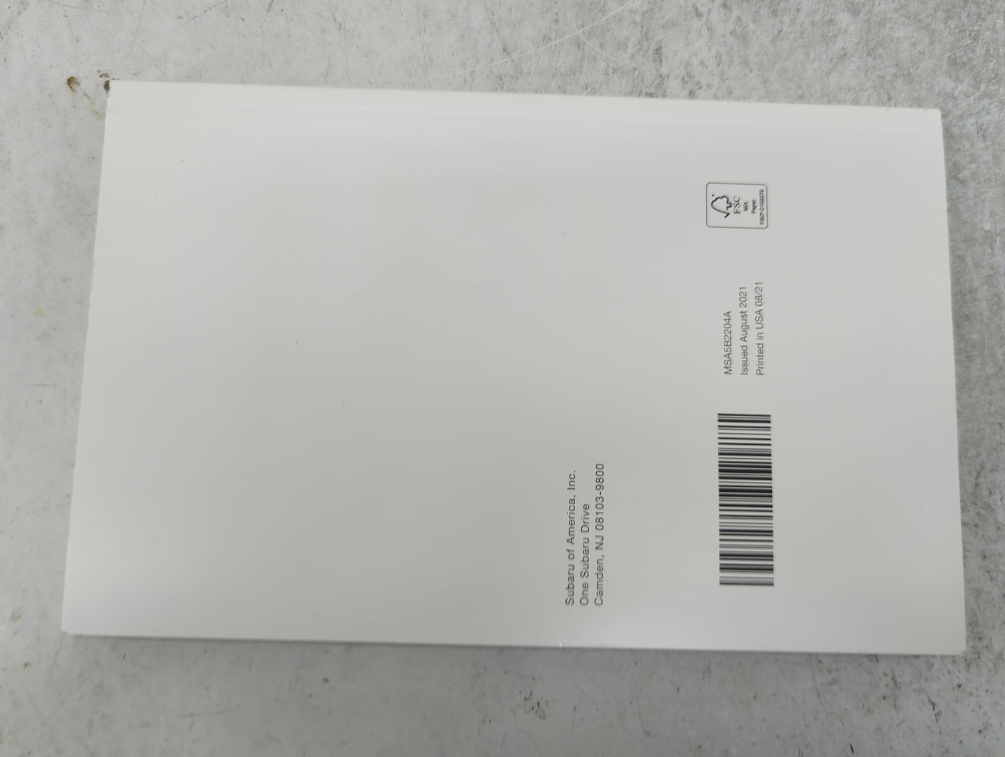 2022 Subaru Legacy Owners Manual Book Guide P/N:MSA5B2204A OEM Used Auto Parts - Oemusedautoparts1.com