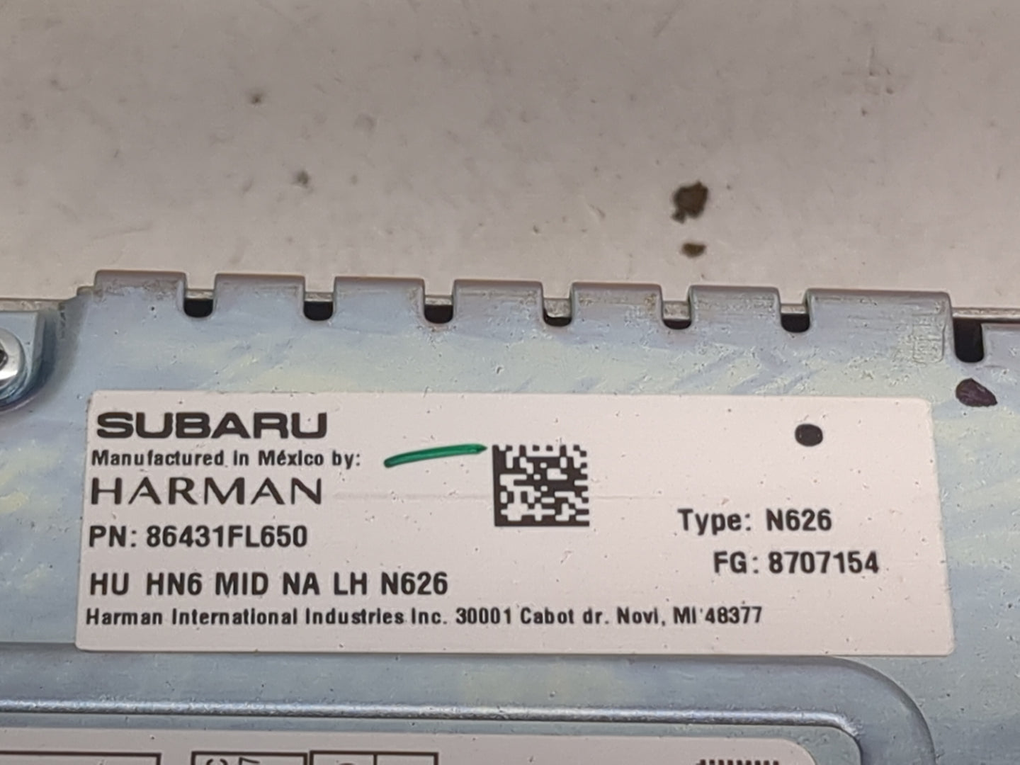2022 Subaru Xv Radio AM FM Cd Player Receiver Replacement P/N:86431FL650 8707154 Fits OEM Used Auto Parts - Oemusedautoparts