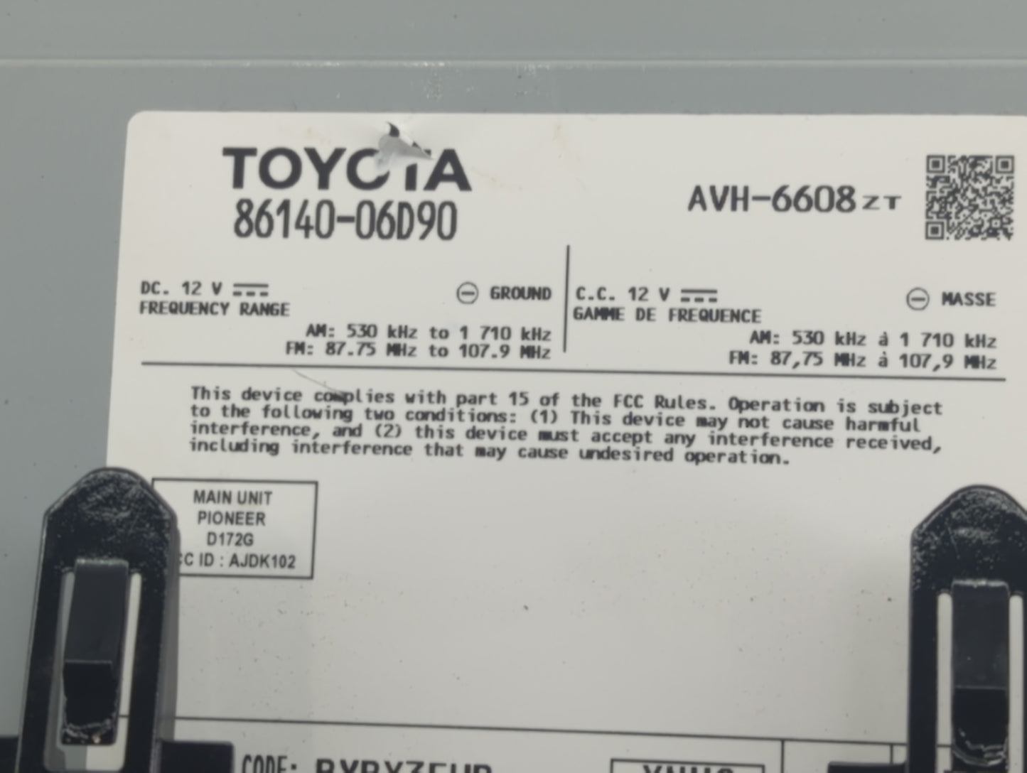 2020-2022 Toyota Camry Radio AM FM Cd Player Receiver Replacement P/N:86140-06D90 Fits Fits 2020 2021 2022 OEM Used Auto Par