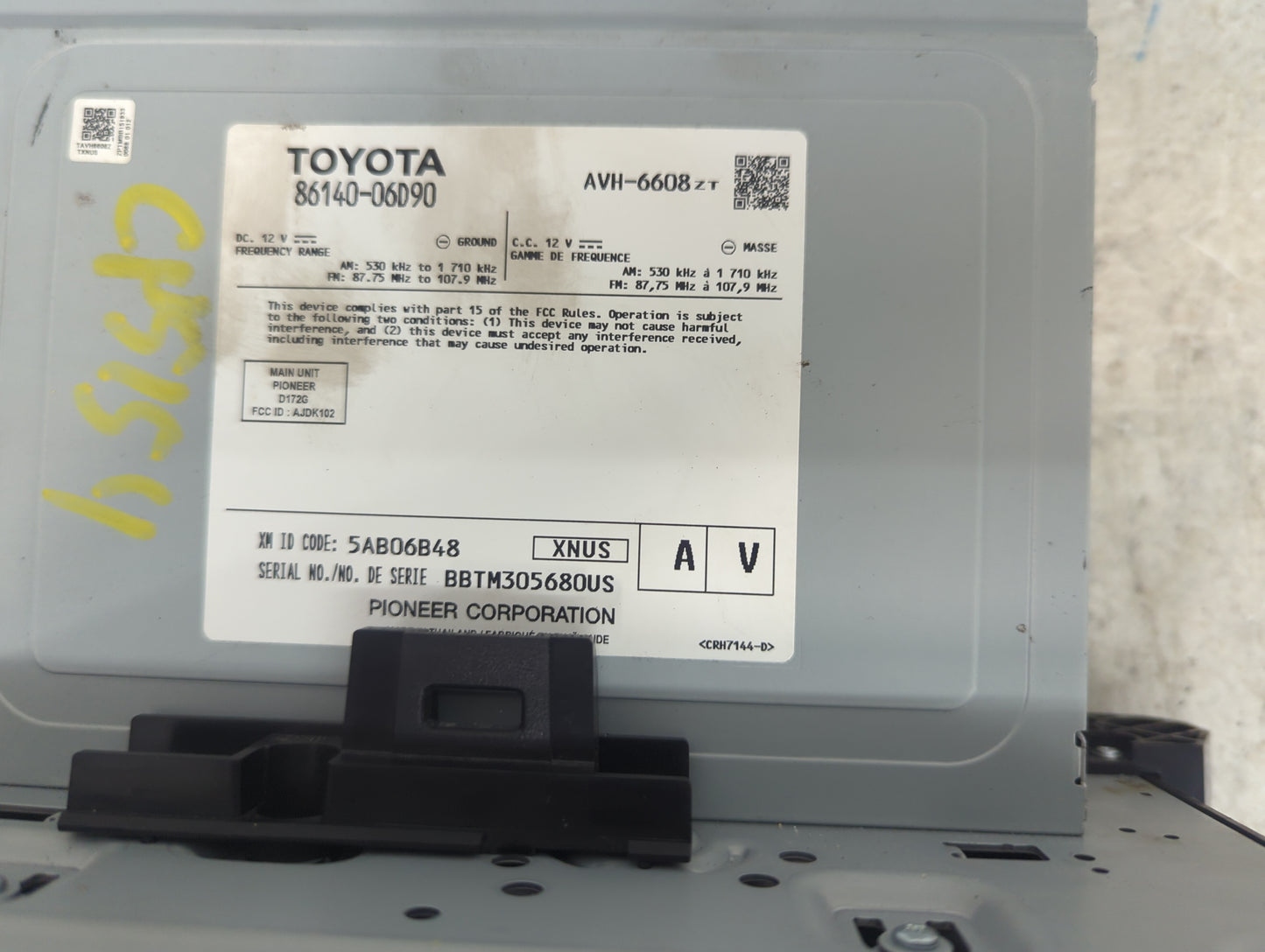 2021-2022 Toyota Camry Radio AM FM Cd Player Receiver Replacement P/N:86140-06D90 86140-06860, AVH-6608 Fits Fits 2021 2022 