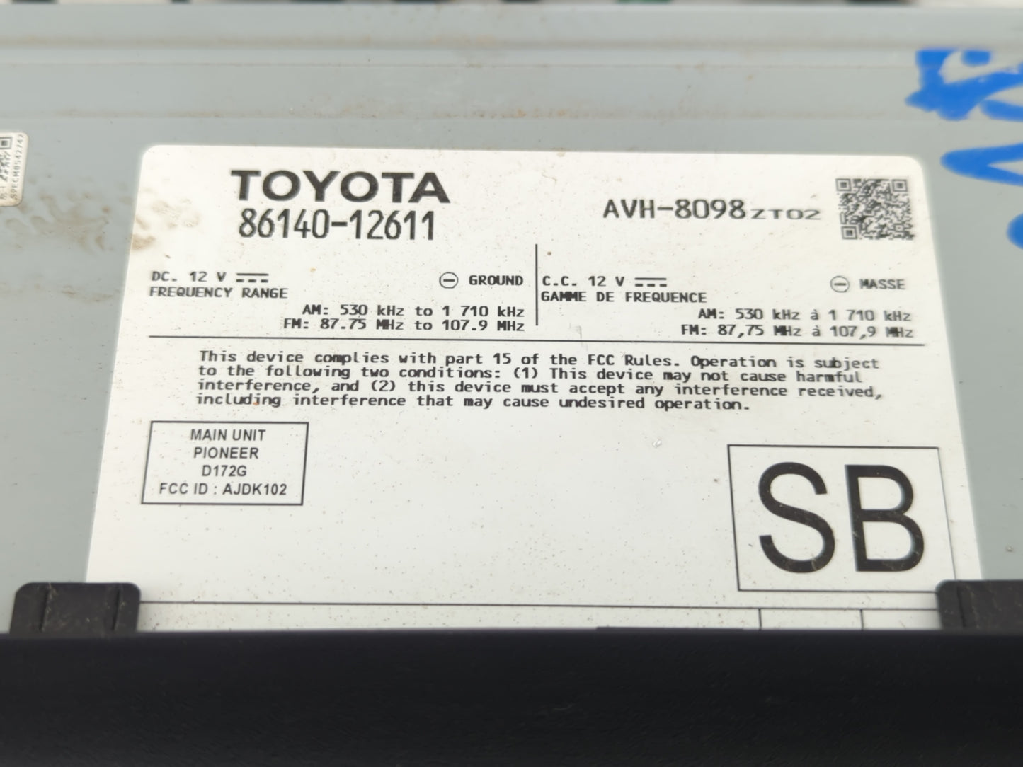 2022 Toyota Corolla Radio AM FM Cd Player Receiver Replacement P/N:86140-12611 Fits OEM Used Auto Parts - Oemusedautoparts1.
