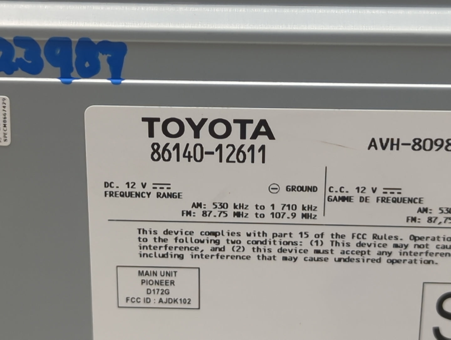 2022 Toyota Corolla Information Display Screen - Oemusedautoparts1.com