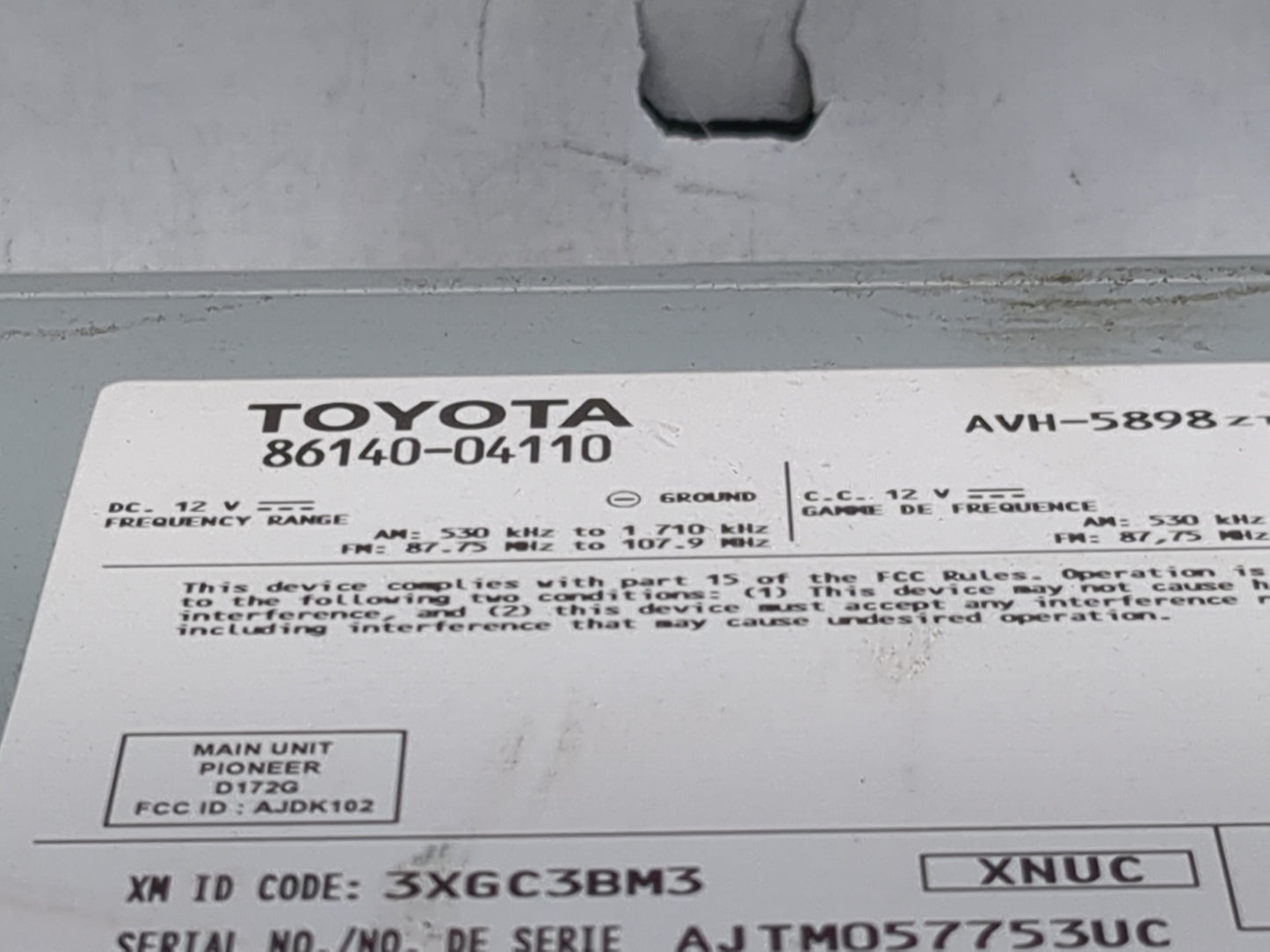 2020-2022 Toyota Tacoma Radio AM FM Cd Player Receiver Replacement P/N:86140-04110 AVH-5898, AJDK102 Fits Fits 2020 2021 202