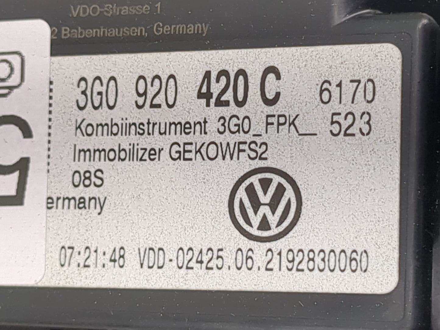 2022 Volkswagen Atlas Instrument Cluster Speedometer Gauges P/N:3G0920420C A2C19488500 Miles: Fits OEM Used Auto Parts - Oem