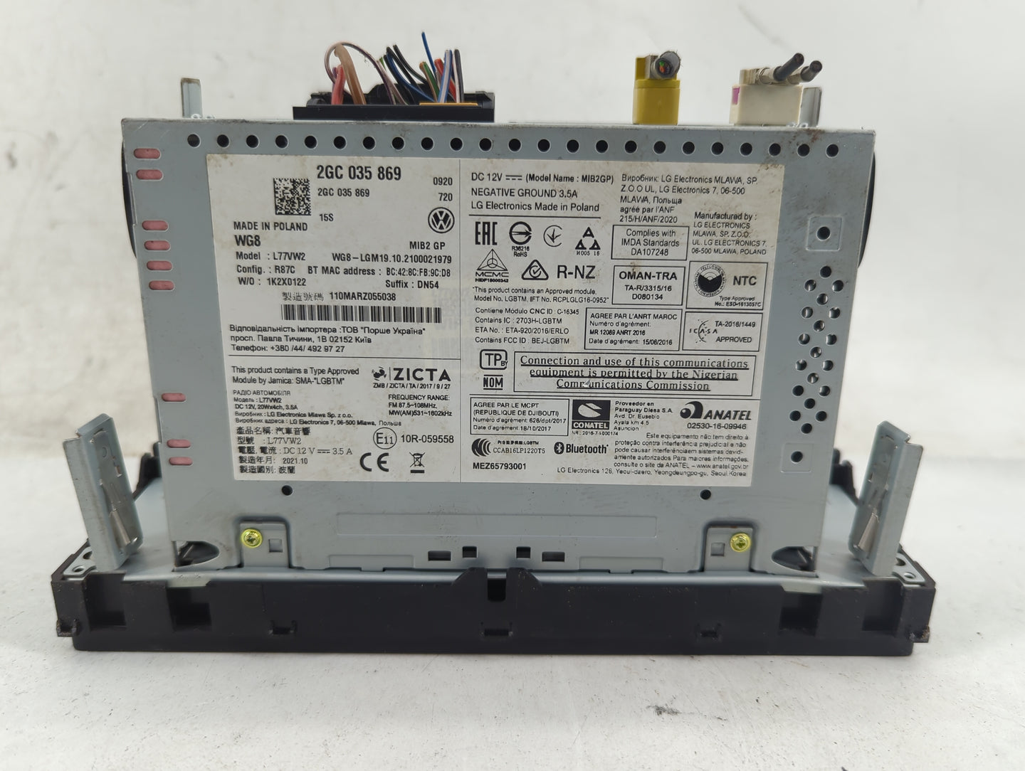 2020-2021 Volkswagen Jetta Radio AM FM Cd Player Receiver Replacement P/N:2GC035869 2GC 035 869, L77VW2 Fits Fits 2020 2021 