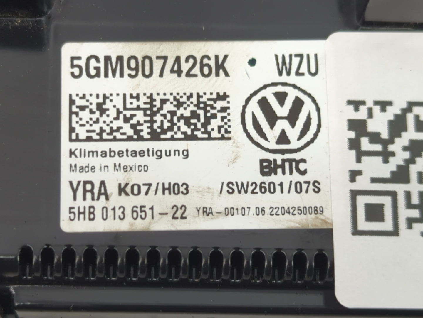 2022 Volkswagen Jetta Climate Control Module Temperature AC/Heater Replacement P/N:5GM907426K 5HB013651-22 Fits OEM Used Aut