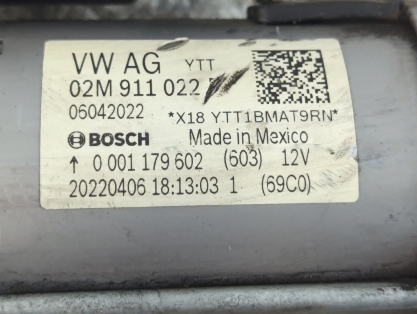2018-2022 Volkswagen Tiguan Car Starter Motor Solenoid OEM P/N:02M 911 022 Fits Fits 2018 2019 2020 2021 2022 OEM Used Auto 