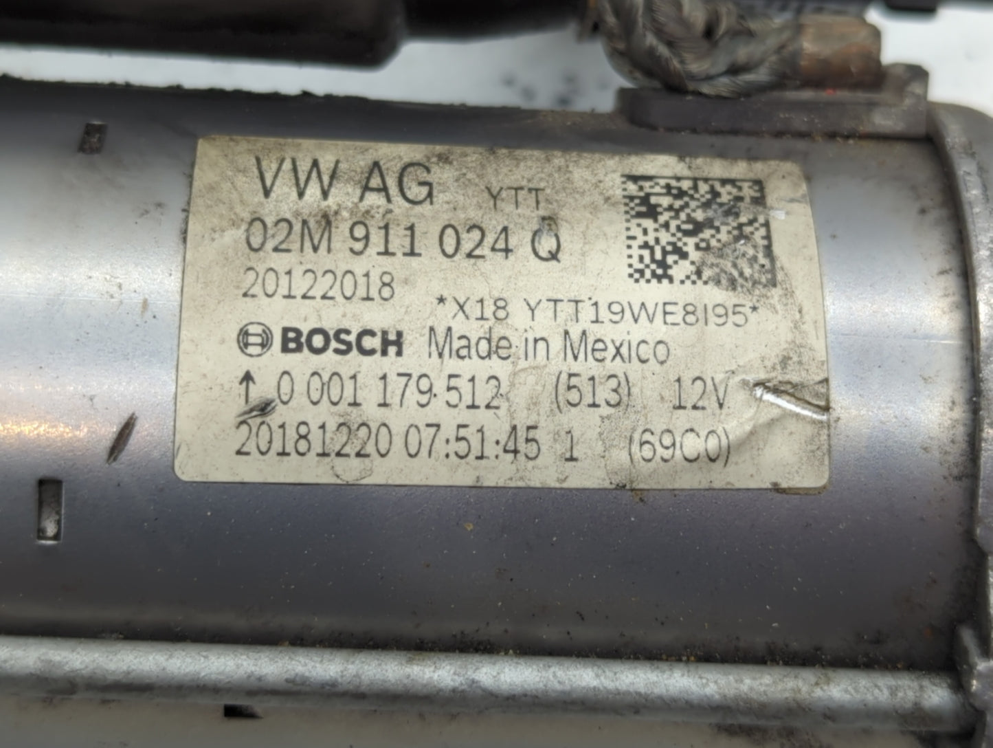 2019-2021 Audi Q3 Car Starter Motor Solenoid OEM P/N:02M 911 024 Q Fits Fits 2018 2019 2020 2021 2022 OEM Used Auto Parts - 