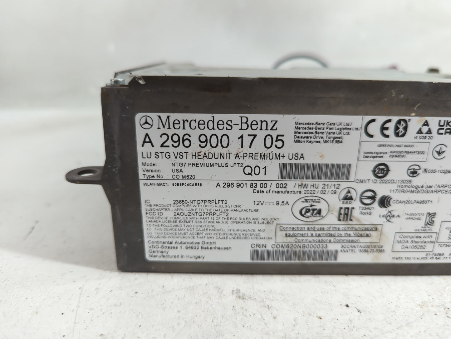 2023 Chrysler E Class Radio AM FM Cd Player Receiver Replacement P/N:A 296 900 17 05 Fits OEM Used Auto Parts - Oemusedautop