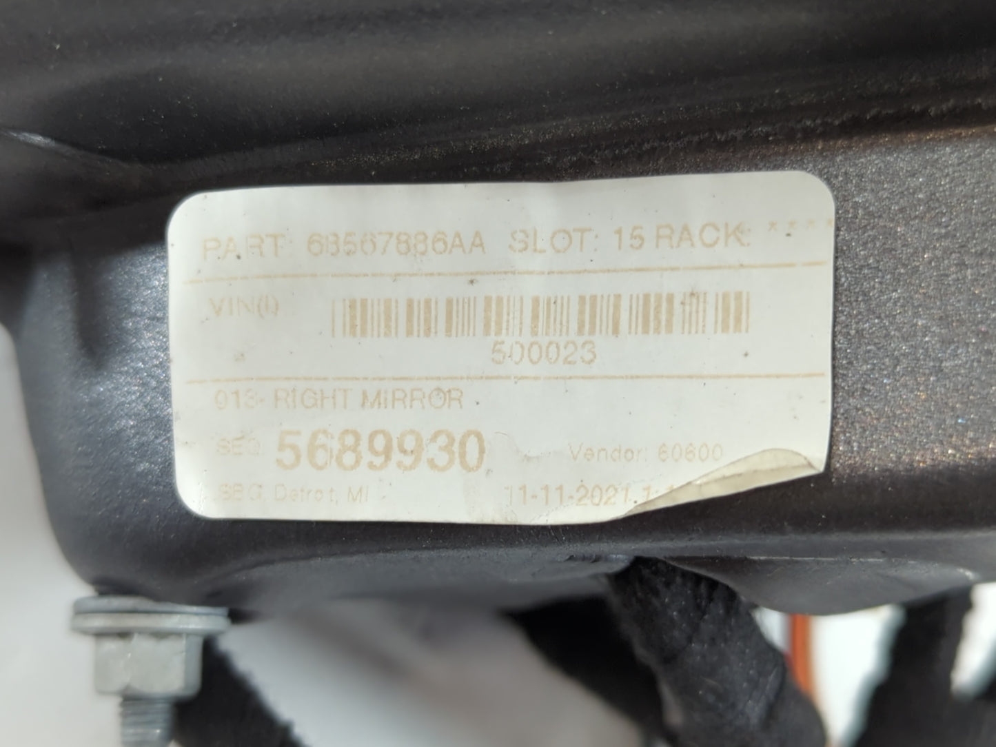 2023 Dodge Durango Side Mirror Replacement Passenger Right View Door Mirror P/N:68567886AA 5689930 Fits OEM Used Auto Parts 