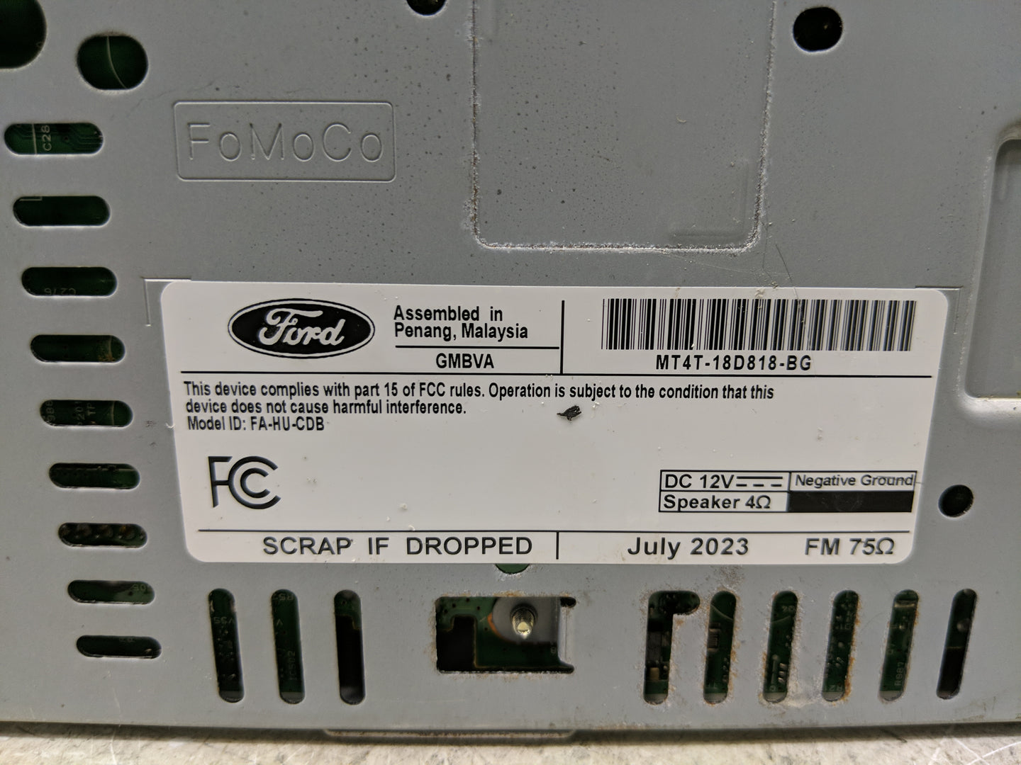 2023 Ford Edge Radio AM FM Cd Player Receiver Replacement P/N:MT4T-18D818-BG Fits OEM Used Auto Parts - Oemusedautoparts1.co