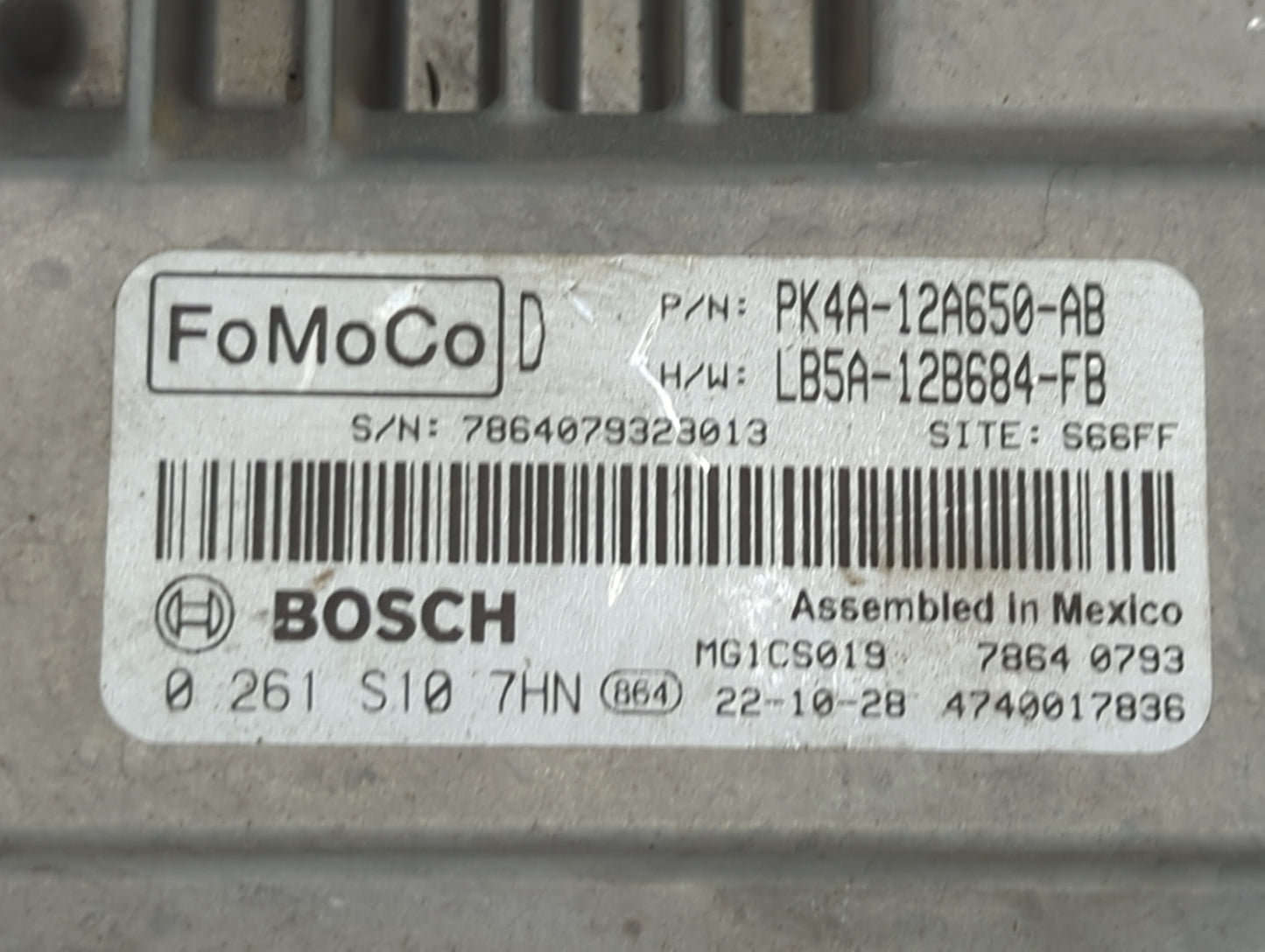 2023 Ford Transit 150 PCM Engine Control Computer ECU ECM PCU OEM P/N:PK4A-12A650-AB LB5A-12B684-FB, 0261S107HN Fits OEM Use