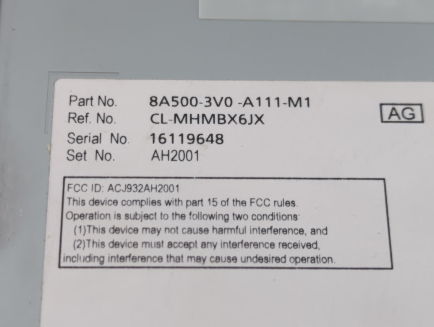 2023 Honda Hr-V Radio AM FM Cd Player Receiver Replacement P/N:8A500-3V0-A111-M1 Fits OEM Used Auto Parts - Oemusedautoparts