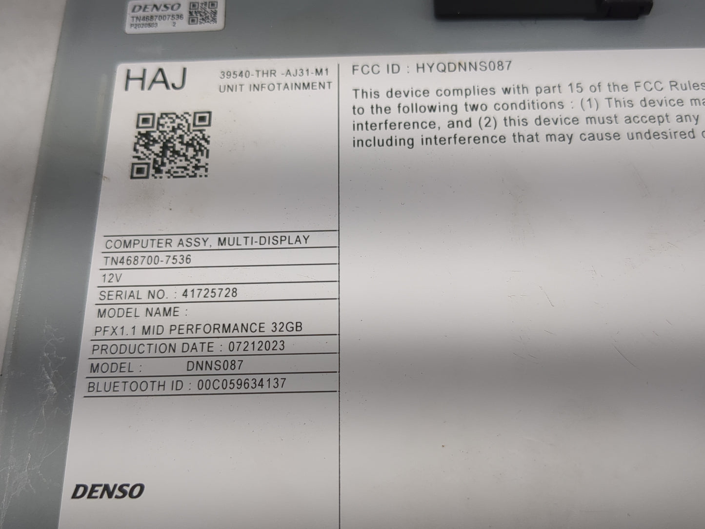 2023 Honda Odyssey Radio AM FM Cd Player Receiver Replacement P/N:395400-THR-AJ31-M1 Fits OEM Used Auto Parts - Oemusedautop