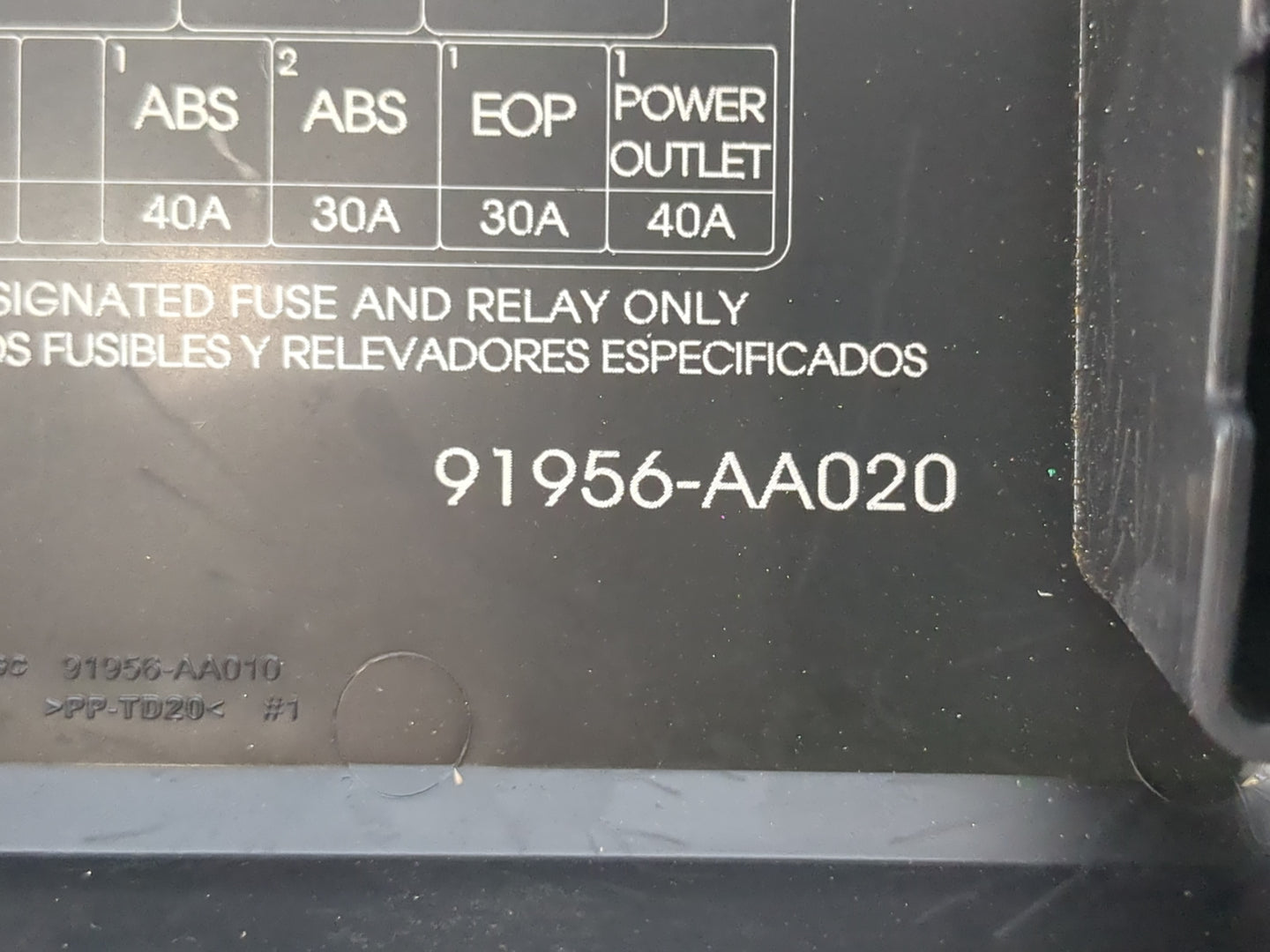 2021-2022 Hyundai Elantra Fusebox Fuse Box Panel Relay Module P/N:91956-AA020 Fits Fits 2021 2022 OEM Used Auto Parts - Oemu