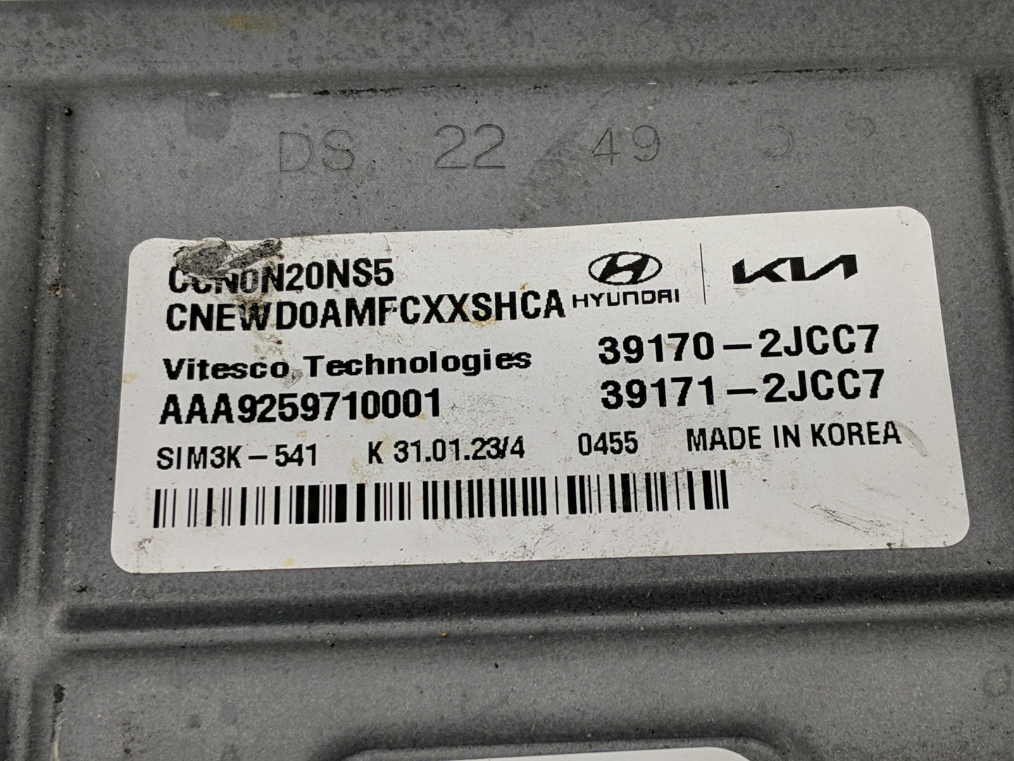 2023 Hyundai Elantra PCM Engine Control Computer ECU ECM PCU OEM P/N:39171-2JCC7 39170-2JCC7 Fits OEM Used Auto Parts - Oemu