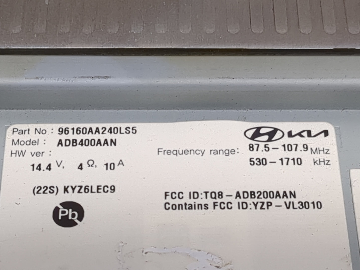2021-2022 Hyundai Elantra Radio AM FM Cd Player Receiver Replacement P/N:96160AA240LS5 ADB400AAN Fits Fits 2021 2022 OEM Use
