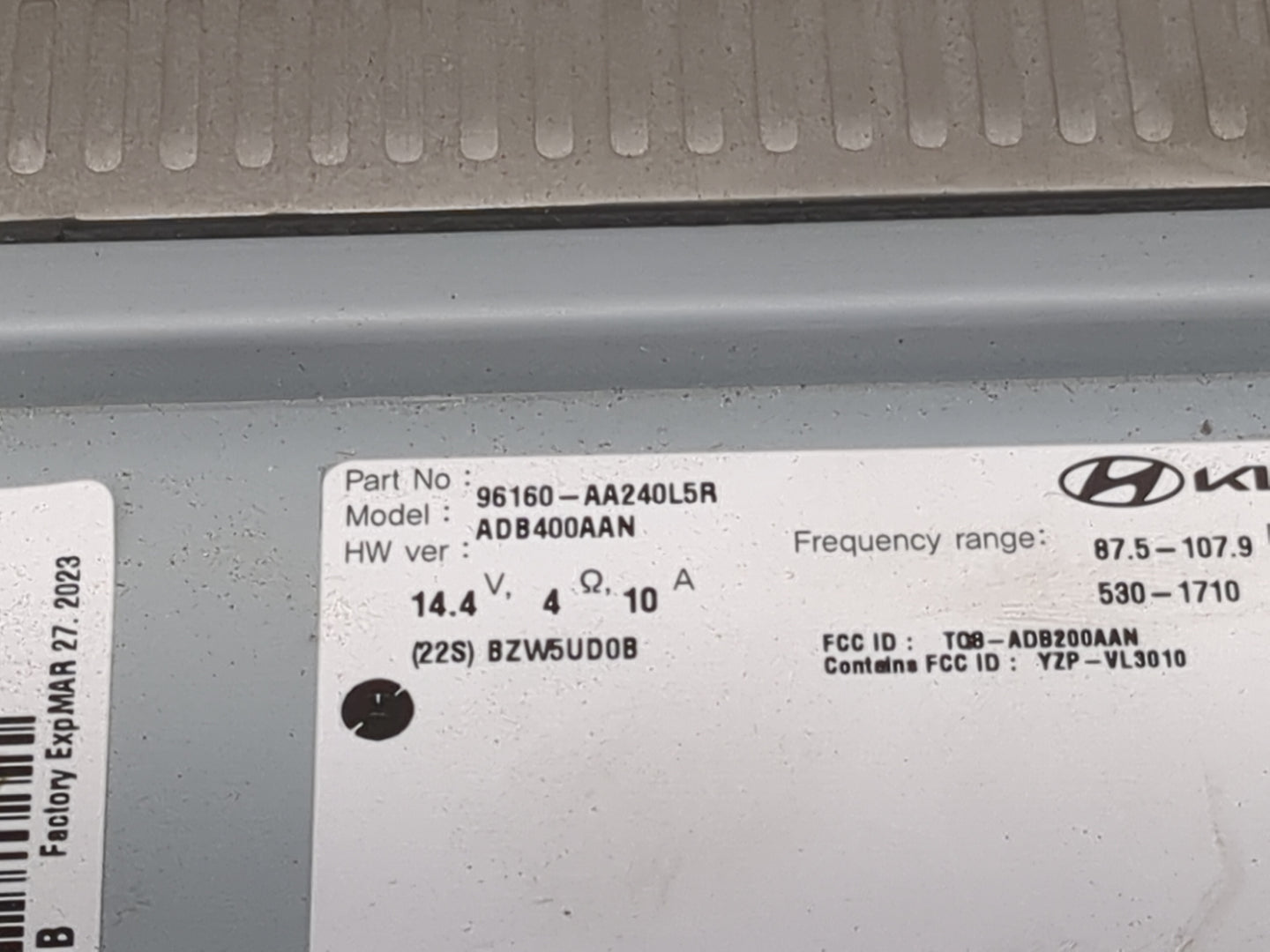 2021-2022 Hyundai Elantra Radio AM FM Cd Player Receiver Replacement P/N:96160-AA240L5R ADB400AAN Fits Fits 2021 2022 OEM Us