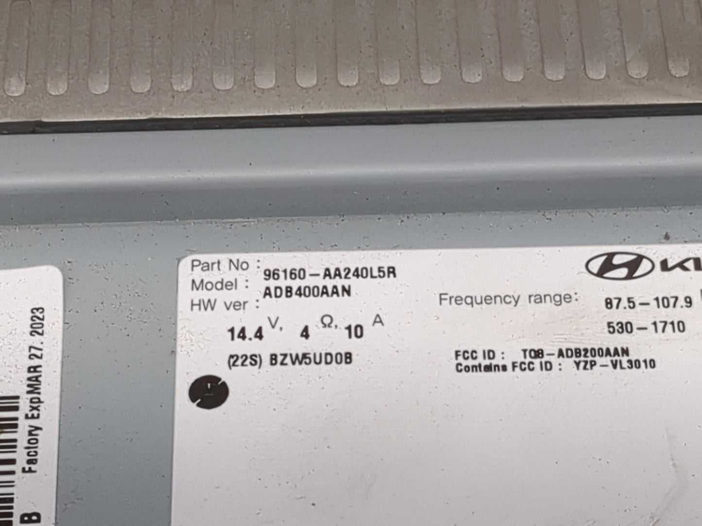 2021-2022 Hyundai Elantra Radio AM FM Cd Player Receiver Replacement P/N:96160-AA240L5R ADB400AAN Fits Fits 2021 2022 OEM Us