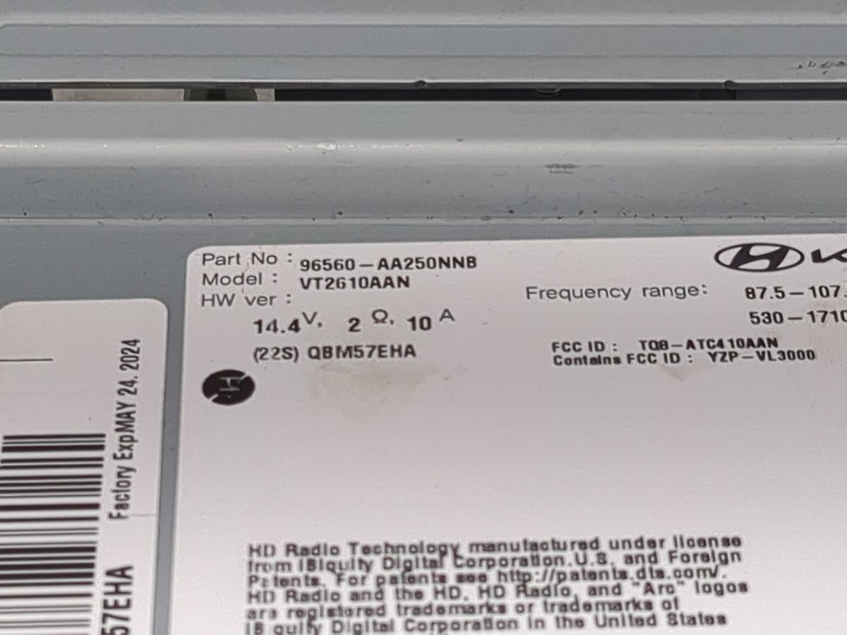 2021-2022 Hyundai Elantra Radio AM FM Cd Player Receiver Replacement P/N:96560-AA250NNB VT2610AAN Fits Fits 2021 2022 OEM Us
