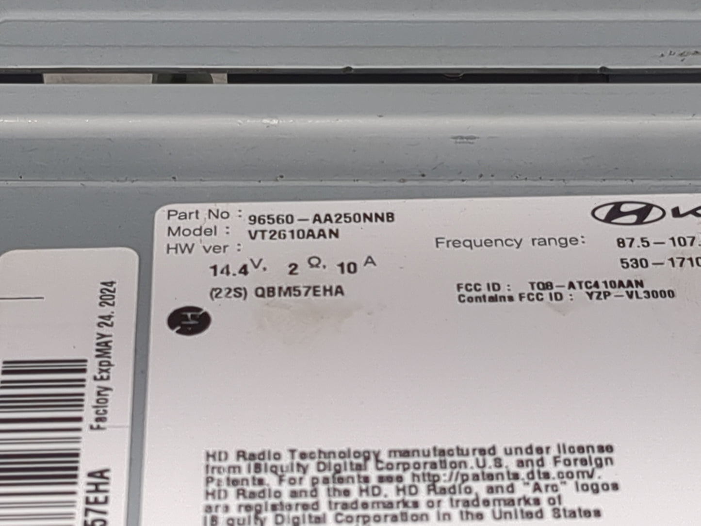 2021-2022 Hyundai Elantra Radio AM FM Cd Player Receiver Replacement P/N:96560-AA250NNB VT2610AAN Fits Fits 2021 2022 OEM Us