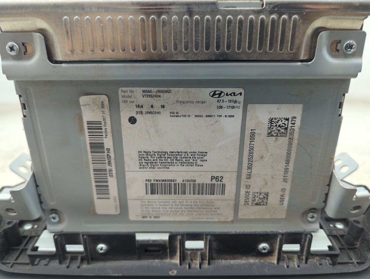 2022 Hyundai Kona Radio AM FM Cd Player Receiver Replacement P/N:96560-J9660NVC VT230J9AN, J9N5CEH0, 2ADQJ-B89071, Y2P-VL300