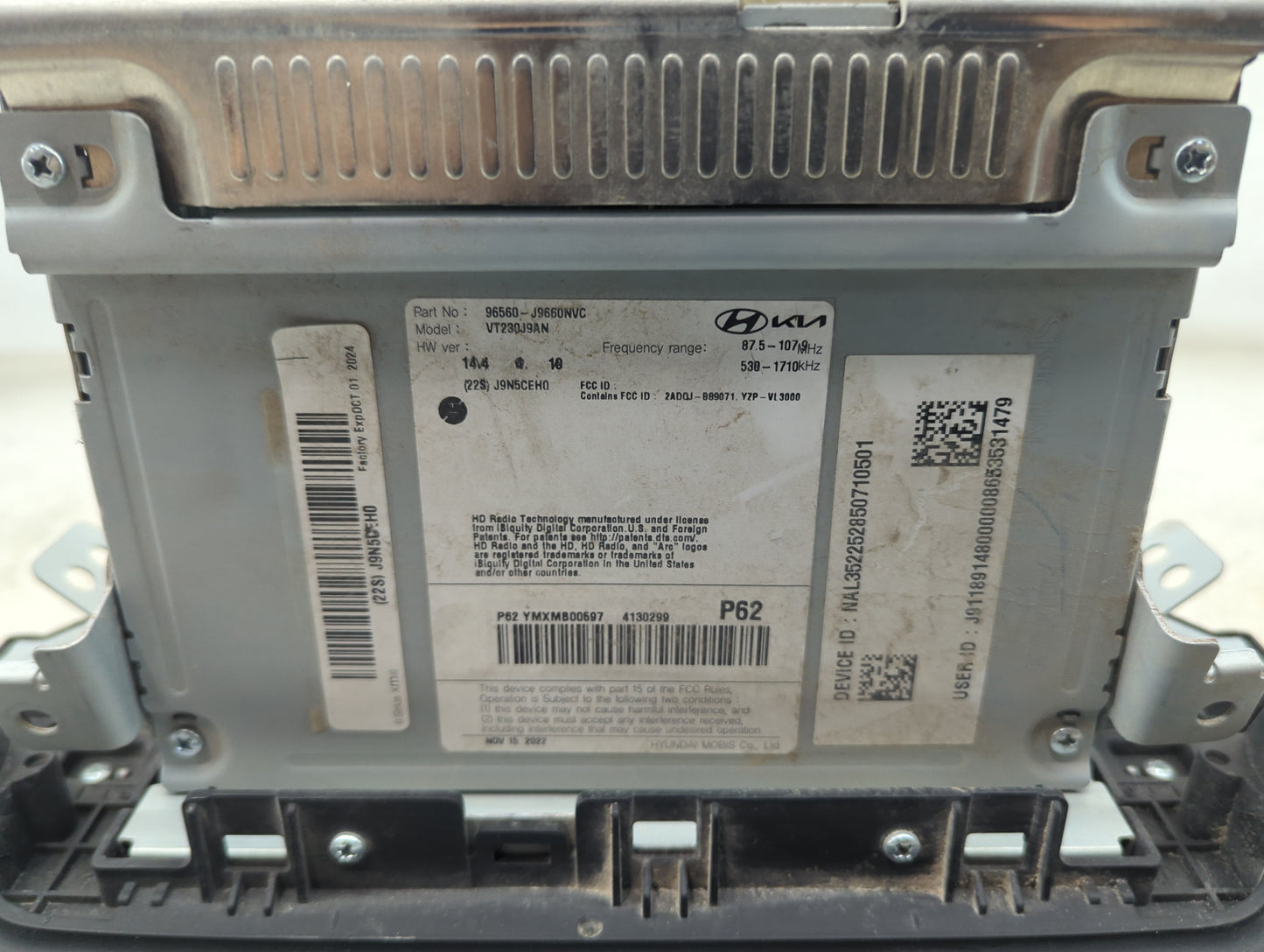 2022 Hyundai Kona Radio AM FM Cd Player Receiver Replacement P/N:96560-J9660NVC VT230J9AN, J9N5CEH0, 2ADQJ-B89071, Y2P-VL300