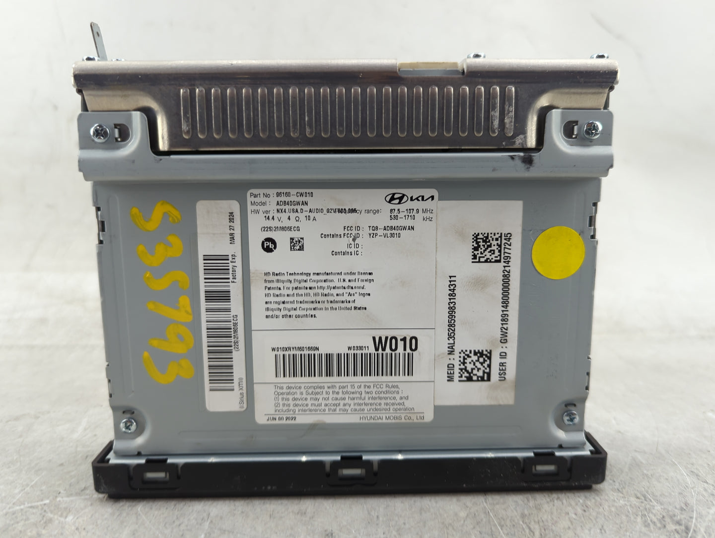 2022 Hyundai Tucson Radio AM FM Cd Player Receiver Replacement P/N:96160-CW010 Fits OEM Used Auto Parts - Oemusedautoparts1.