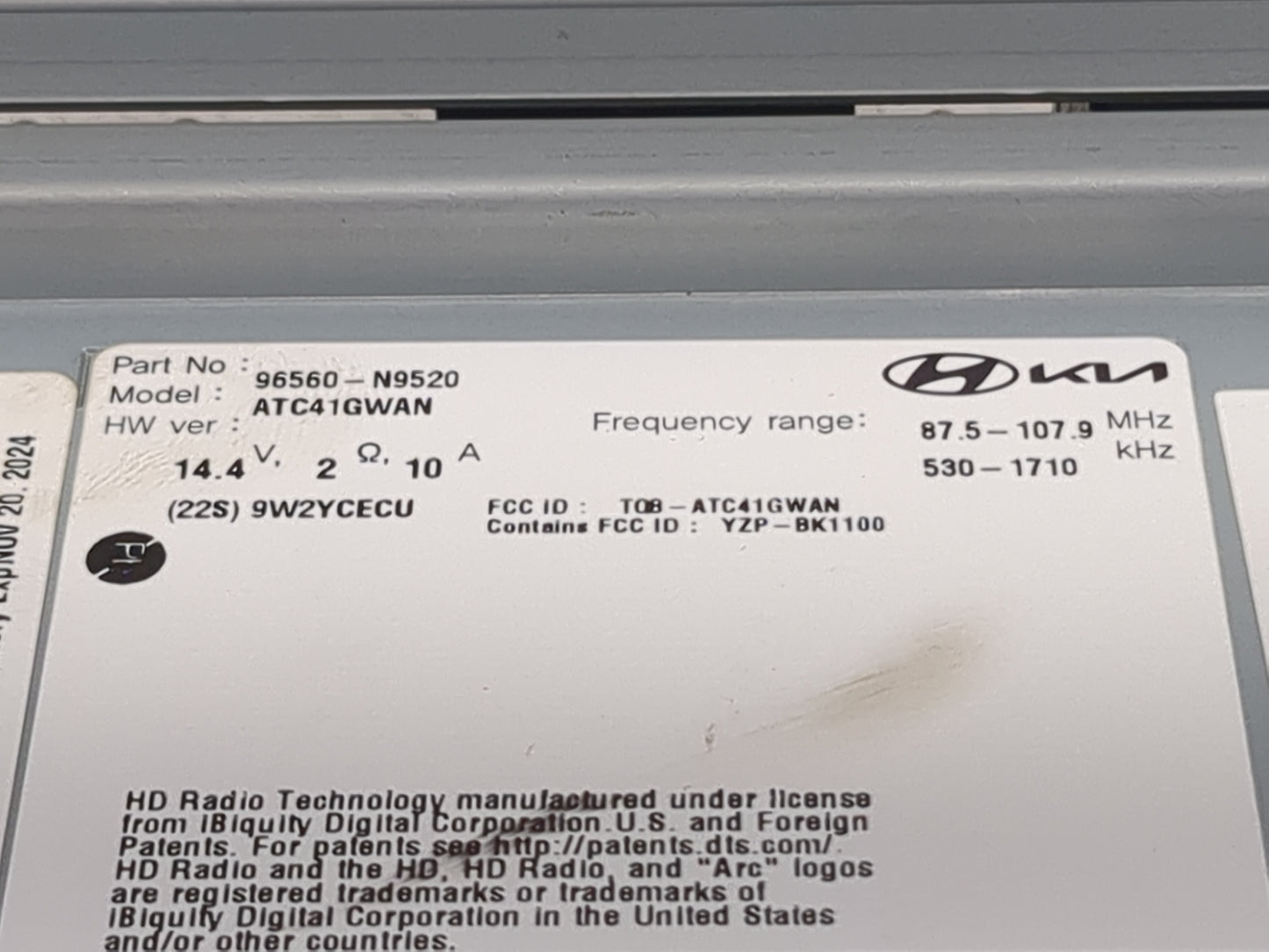 2022 Hyundai Tucson Radio AM FM Cd Player Receiver Replacement P/N:96560-N9520 ATC41GWAN, TQB-ATC41GWAN, YZP-BK1100 Fits OEM
