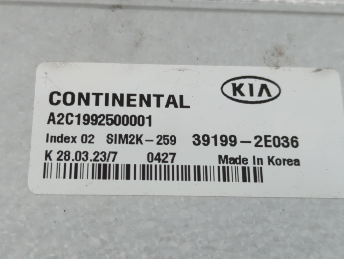2019-2021 Kia Forte PCM Engine Control Computer ECU ECM PCU OEM P/N:39199-2E036 Fits 2019 2020 2021 OEM Used Auto Parts - Oe