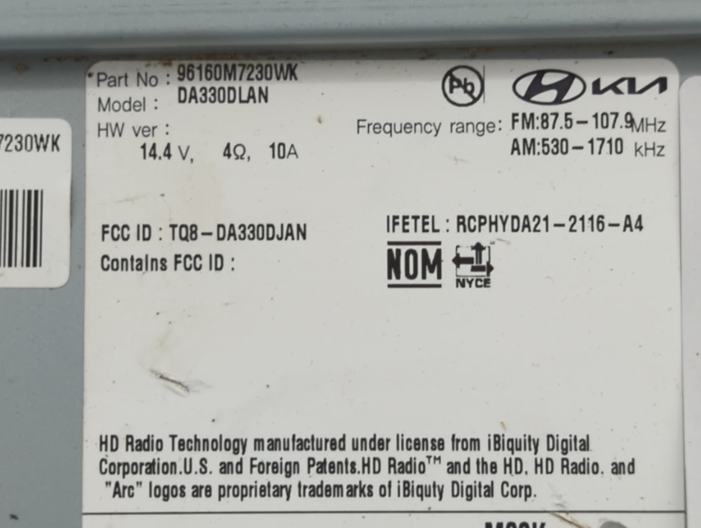 2022 Kia Forte Radio AM FM Cd Player Receiver Replacement P/N:96160M7230WK Fits OEM Used Auto Parts - Oemusedautoparts1.com