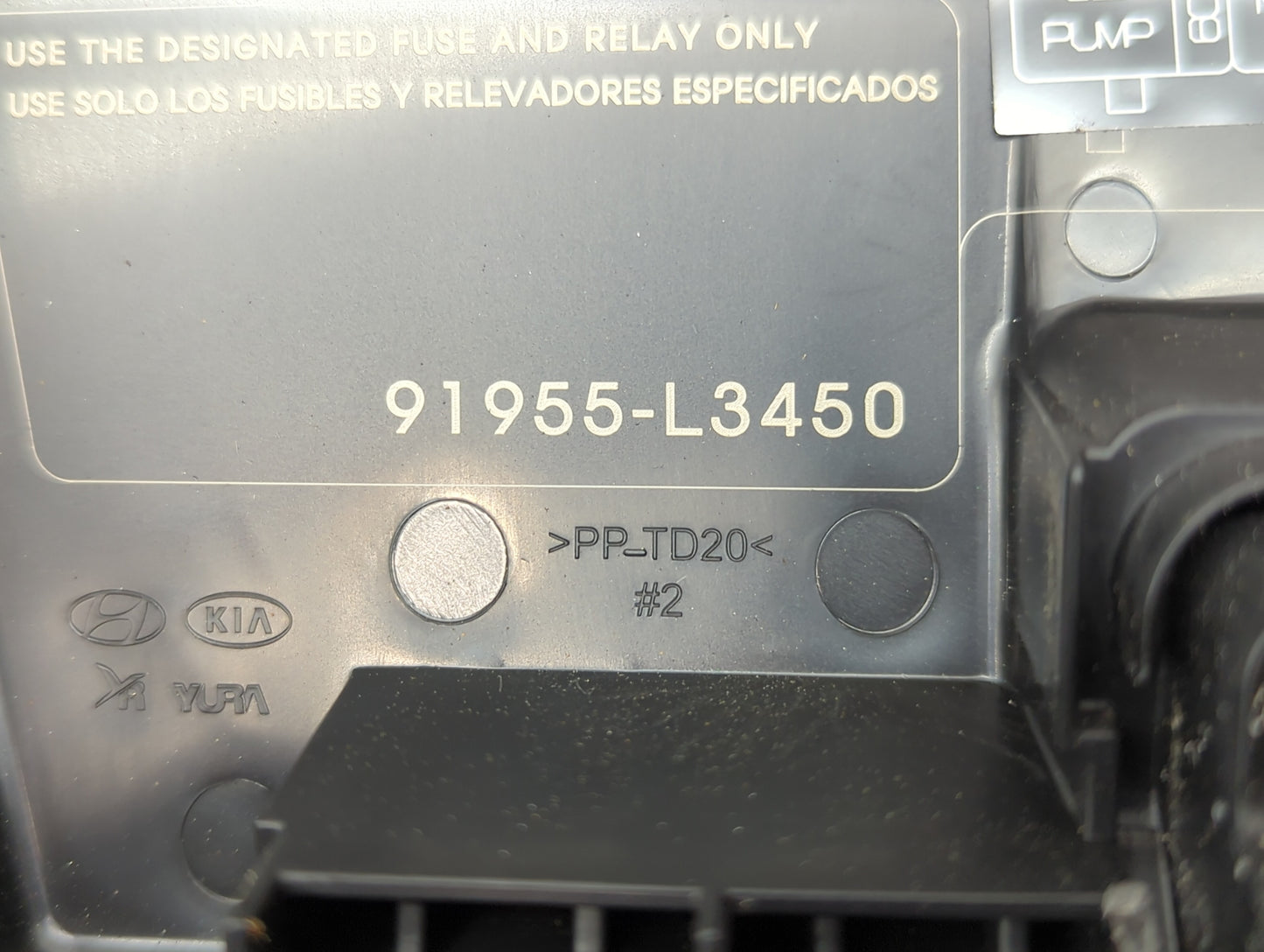 2023 Kia K5 Fusebox Fuse Box Panel Relay Module P/N:91955-L3450 91955-L3451 Fits OEM Used Auto Parts - Oemusedautoparts1.com