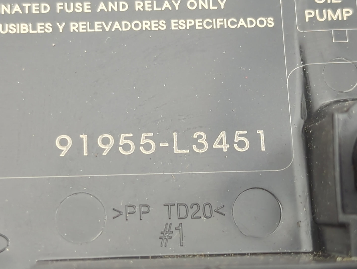 2023 Kia K5 Fusebox Fuse Box Panel Relay Module P/N:91955-L3451 Fits OEM Used Auto Parts - Oemusedautoparts1.com