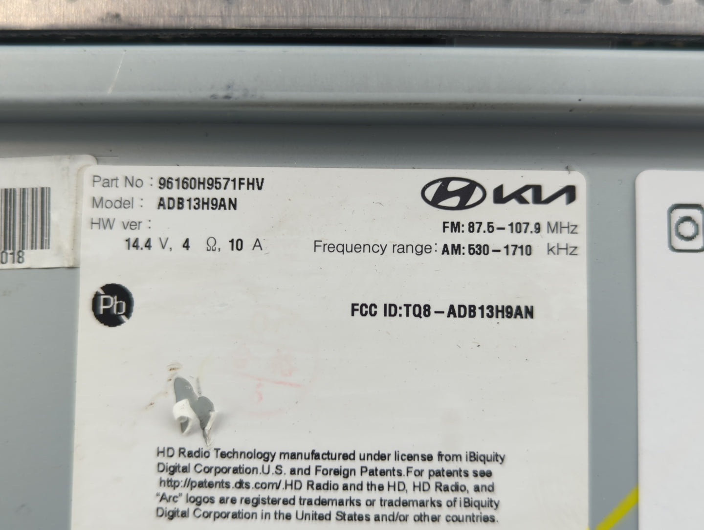 2023 Kia Rio Radio AM FM Cd Player Receiver Replacement P/N:96160H9571FHV Fits OEM Used Auto Parts - Oemusedautoparts1.com