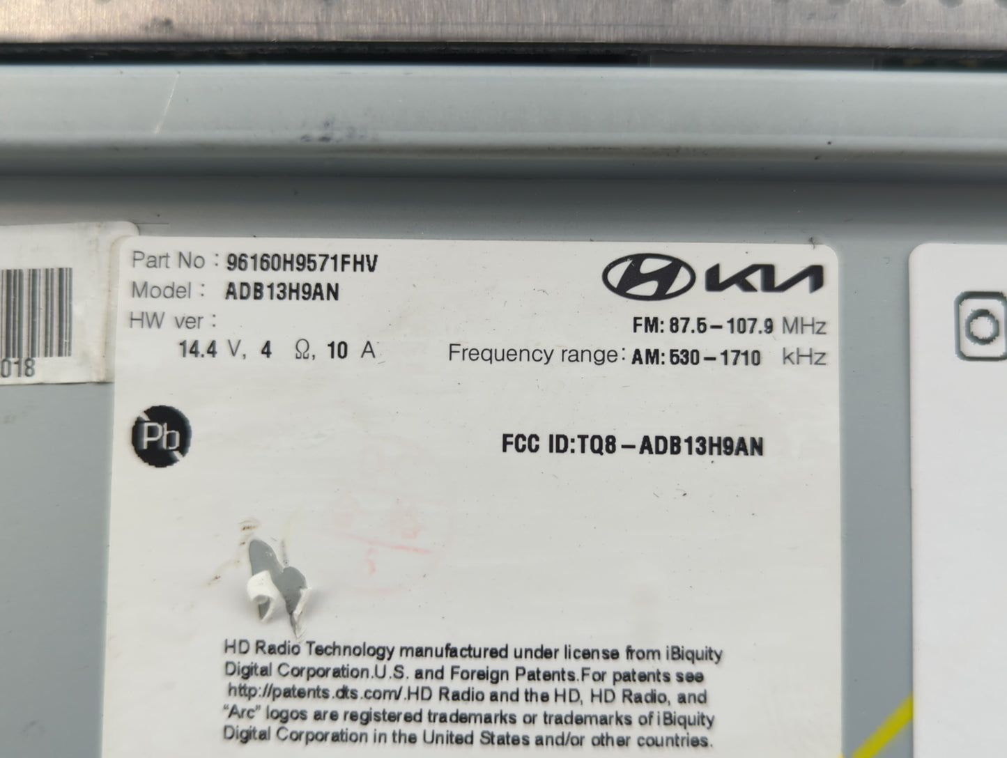 2023 Kia Rio Radio AM FM Cd Player Receiver Replacement P/N:96160H9571FHV Fits OEM Used Auto Parts - Oemusedautoparts1.com