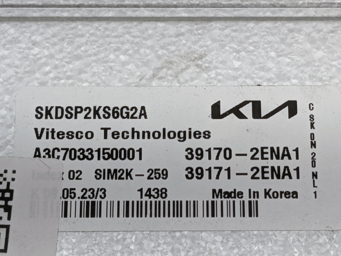 2023 Kia Soul PCM Engine Control Computer ECU ECM PCU OEM P/N:SKDSP2KS6G2A A3C7033150001, 39170-2ENA1, 39171-2ENA1, SIM2K-25