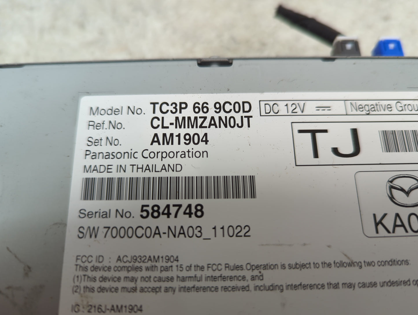2019-2022 Mazda Cx-9 Radio AM FM Cd Player Receiver Replacement P/N:TC3P669C0D Fits Fits 2019 2020 2021 2022 OEM Used Auto P