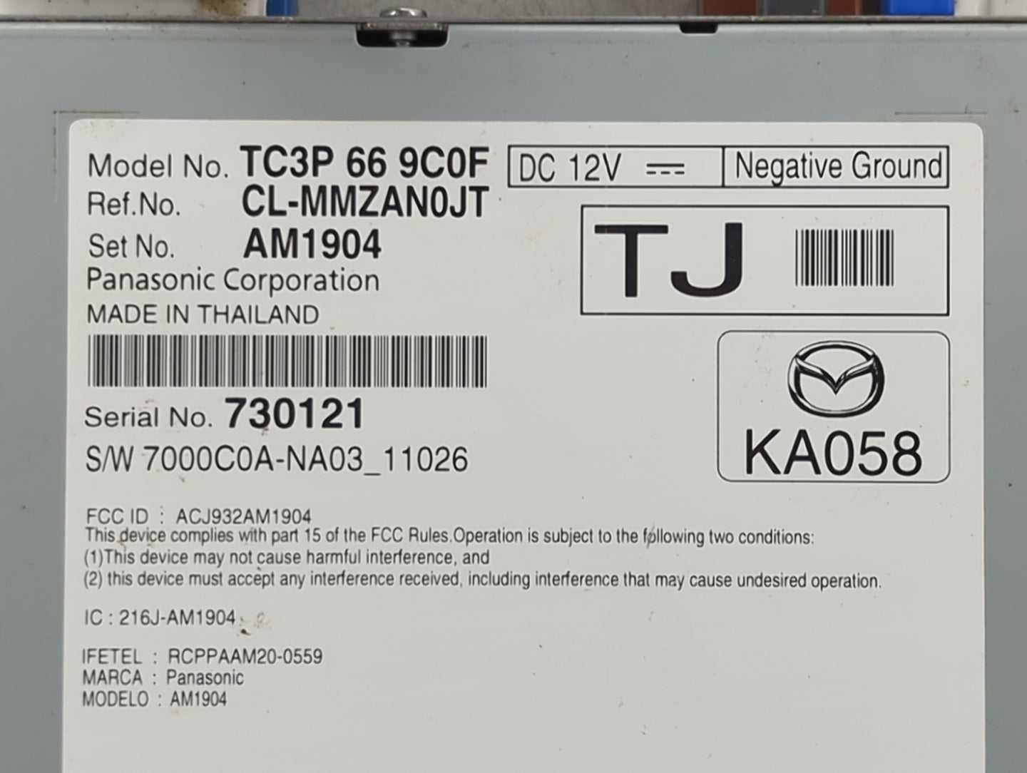 2023 Mazda Mazda Cx-5 Radio AM FM Cd Player Receiver Replacement P/N:TC3P669C0F CL-MMZAN0JT, AM1904 Fits Fits 2021 2022 OEM 
