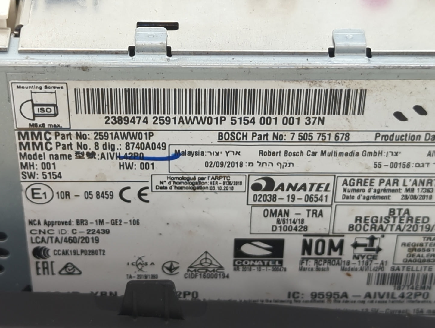 2023 Mitsubishi Outlander Radio AM FM Cd Player Receiver Replacement P/N:2591AWW01P Fits OEM Used Auto Parts - Oemusedautopa