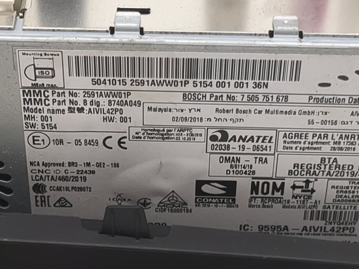 2023 Mitsubishi Outlander Radio AM FM Cd Player Receiver Replacement P/N:2591AWW01P 7505751678, 8740A049, AIVIL42P0 Fits OEM