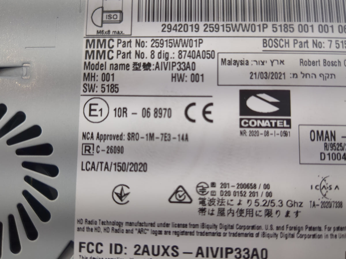 2023 Mitsubishi Outlander Radio AM FM Cd Player Receiver Replacement P/N:25915WW01P 8740A050, AIVIP33A0, 2AUXS-AIVIP33A0 Fit