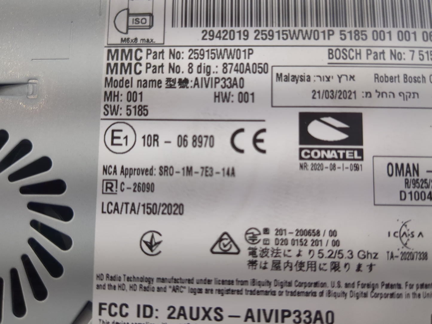 2023 Mitsubishi Outlander Radio AM FM Cd Player Receiver Replacement P/N:25915WW01P 8740A050, AIVIP33A0, 2AUXS-AIVIP33A0 Fit