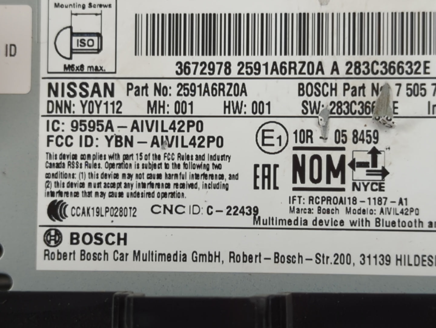 2023 Nissan Rogue Radio AM FM Cd Player Receiver Replacement P/N:2591A6RZ0A Fits OEM Used Auto Parts - Oemusedautoparts1.com