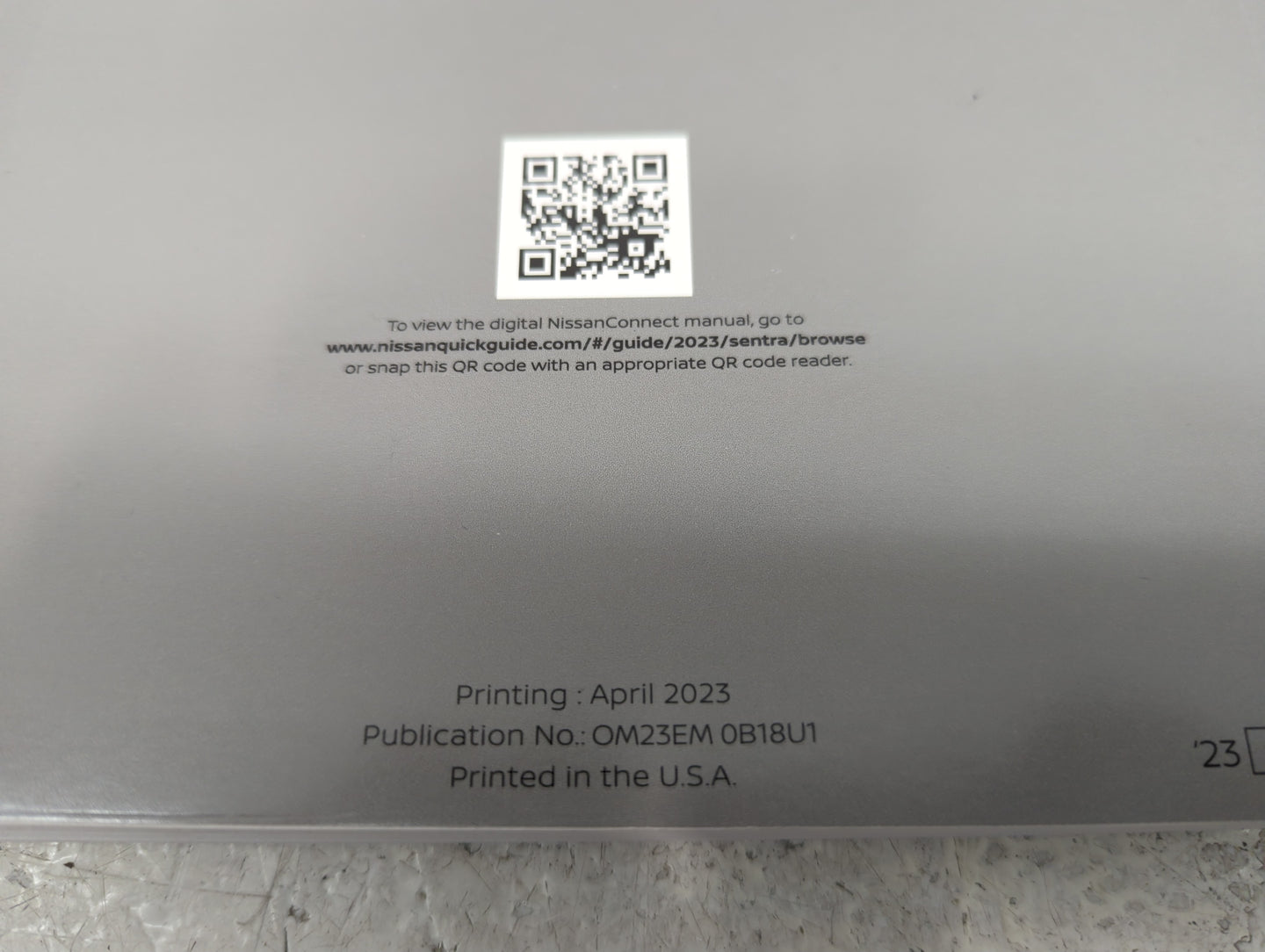 2023 Nissan Sentra Owners Manual Book Guide OEM Used Auto Parts - Oemusedautoparts1.com