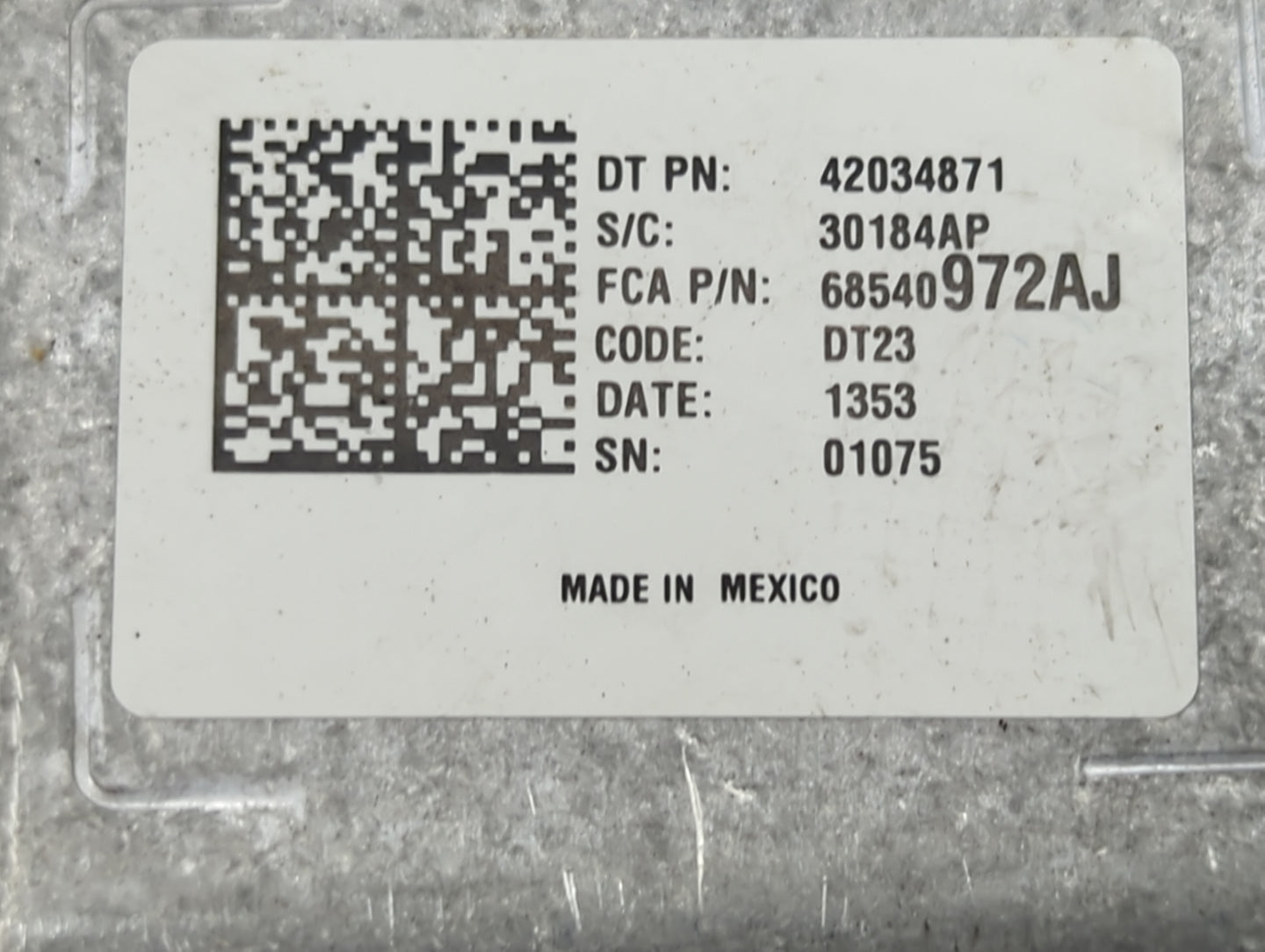 2022 Ram Promaster 1500 PCM Engine Control Computer ECU ECM PCU OEM P/N:68540972AJ Fits OEM Used Auto Parts - Oemusedautopar