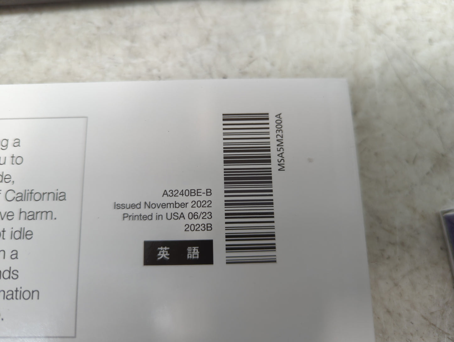 2023 Subaru Ascent Owners Manual Book Guide P/N:A3240BE-B MSA5M2300A OEM Used Auto Parts - Oemusedautoparts1.com