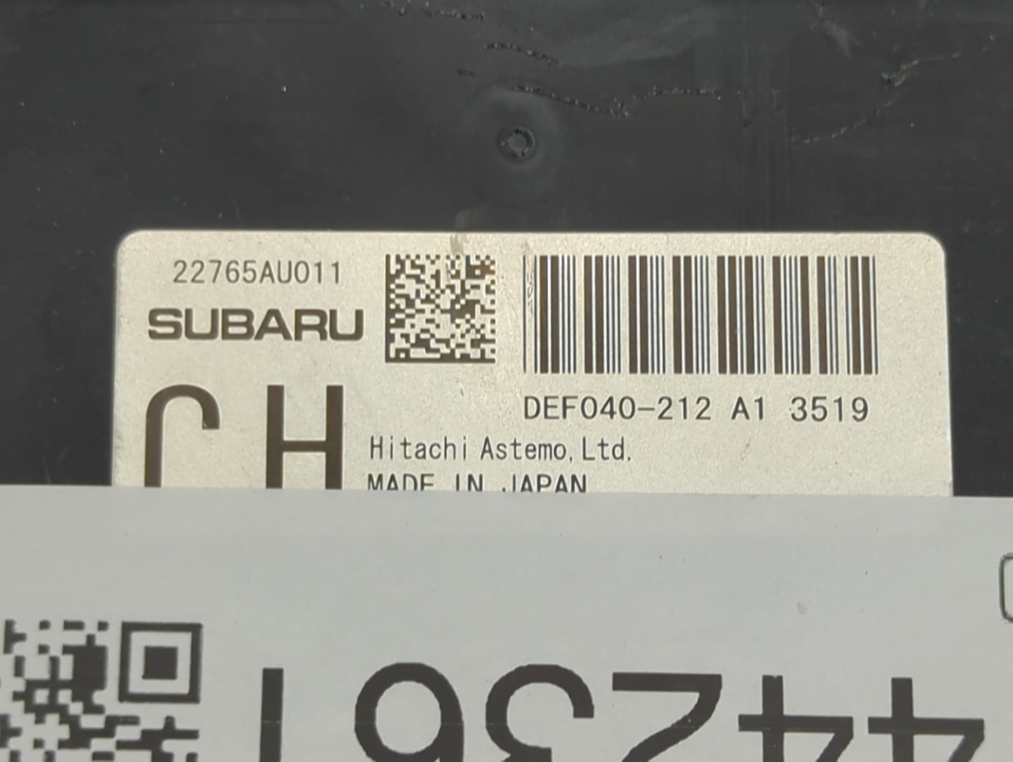 2023 Subaru Wrx PCM Engine Control Computer ECU ECM PCU OEM P/N:22765AU011 DEF040-212 Fits OEM Used Auto Parts - Oemusedauto